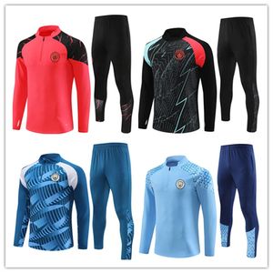 2023 2024 25 Mans Tracksuit CityS Haaland Half Zip Training Suit Men Kids 22/23/24 Långärmad sportkläder Fotboll 2022 2023 pojkar flickor överlevande fot chandal