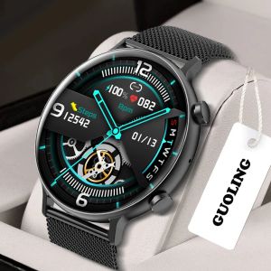 Relógios hd bluetooth chamada relógio inteligente masculino ultrafino corpo personalizado relógio rosto esportes rastreador de fitness à prova dwaterproof água dos homens smartwatch feminino + caixa