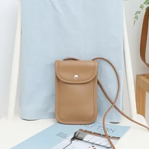 Umhängetaschen Koreanische Mode Mini Nette Klappe Telefon Für Frauen Kleine Einfache Crossbody Einfarbig PU Leder Geldbörse Handtasche