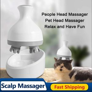 Pet Cat Dog Massager Testa elettrica Vibrazione del cuoio capelluto Corpo Massaggio profondo Prevenire la perdita di capelli Alleviare lo stress Ricaricabile 240309