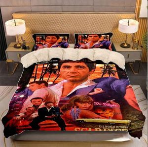 Yatak Setleri Scarface 3D Baskılı Süt Velvet Set Yorgan Kapak Yastık Kılıfları Yorgan Yorgan Kapağı (ABD/AB/AU Boyutları) 2