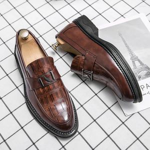 Sapatos casuais estilo britânico masculino couro genuíno mocassins elegantes escritório negócios banquete vestido entrega gratuita