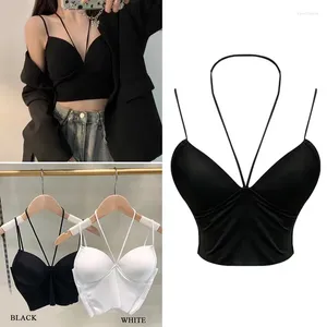 Camisoles Tanks Sommer Sexy Gestellte Rohr Top Mode Streetwear Frauen Bralette Unterwäsche Ärmellose Weiche Leibchen