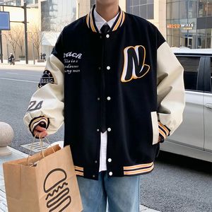 Varsity Baseball Bomber Jacket Men Loose Unisex Jackets College Coats Fleece Uniform Trendy Women Streetwear 240320