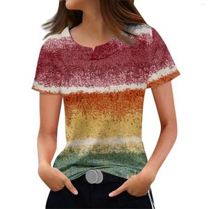 Kvinnors t-skjortor fashionabla avslappnade tryck kortärmad rund hals t-shirt topp kvinnor modeblus 2024 skjorta för y2k kläder