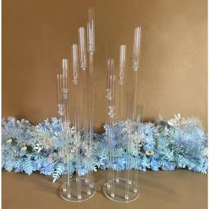 2PCS 5PCS 10PCS Centrum dekoracji ślubu Candelabra Clear Candle Holder Acryl Candlesticks na Wesela imprezę wydarzenia 240314