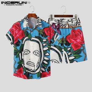 Traccetti da uomo 2023 Set di uomini Stampare Streetwear Streetwear Shorts Shorts Shorts Shorts 2pcs Fashion Fashion Fashion Hawaiian 7 L240320