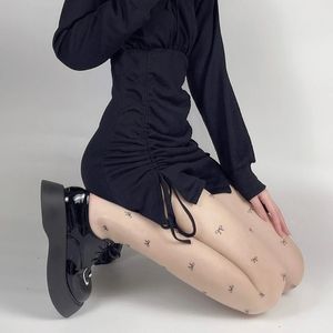 Kadın tatlı bowknot noktaları kalp desenli şeffaf tayt çorapları Japon tarzı seksi seethrough ipeksi külotlu çorap hosiery 240312