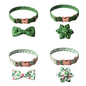 Hundhalsar Flower Collar Shamrock Patrick's Day Theme Valp Suit Necklace Girl Bowtie