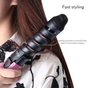 Irons Kemei Electric Hair Curler 110220V 45W Profesjonalny spiralny zwijany żelazna różdżka Curl Styler Styler Narzędzia do włosów