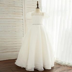 Vestidos de menina meninas vestido flor dama de honra sob medida branco aniversário das crianças princesa abaixo do joelho