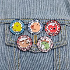 Det här är mitt Capy Face Emalj Pins Custom Cartoon Sweet Sloth Frog Animal Brosches Dekor LAPEL RACKPACK BADGE SMYCKE ACCEPTORIES