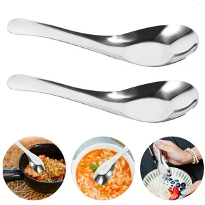 Spoons 2 Pcs Tablespoon Tableware Eating Short Handle Fried Rice Stainless Steel Meal Porridge Toddler Soup El