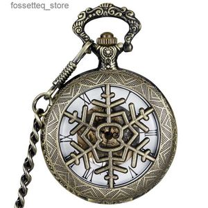 Relógios de Bolso Floco de Neve Antigo Steampunk Mecânico Bolso Bronze Colar Oco Caso Esqueleto Mão Vento Fob Pingente Corrente Relógio Homens L240322