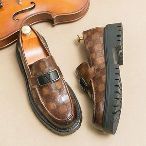 Casual Shoes Platform Men's Bekväma Fashion Luxury Loafers Läderförhöjande bönor Kör