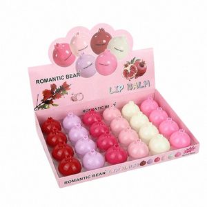 atacado 24pcs Lip Balm Set Bonito Romã Vermelha Forma Natural Extrato de Planta Hidratante Suave Lip Balm Lábios Cuidados Em Massa B4O0 #