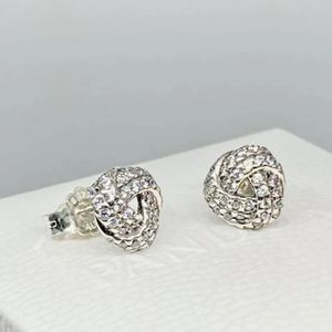 Otantik 925 STERLING Gümüş Köpüklü Aşk Düğüm Saplama Kuyumculuk için Küpe 290696CZ Moda