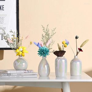 Вазы, контейнер для сухих цветов, скандинавский креативный жемчужный цвет, керамическая ваза для гостиной, украшения для обеденного стола, украшение для дома