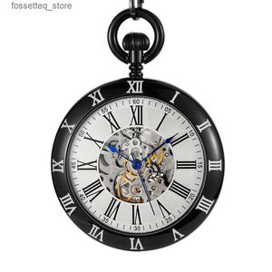 Relógios de bolso luxuosos, cobre, prata, relógio de bolso mecânico automático, corrente fob, homens, números romanos, relógio de bolso de alta qualidade l240322