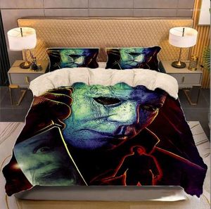 Zestawy pościeli Halloween Michael Myers 3D Printed Milk Velvet Set Duvet Cover Cose Case Combilt Cover (US/EU/AU) 3