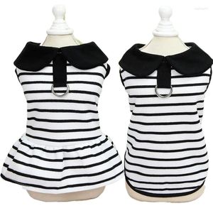 Dog Apparel White Black Strips Hoodies Dress Boys Girls Couple Clothing Pet Clothes Summer Cat Sweatshirt Skirt For Small Dogs L