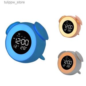 Schreibtisch Tischuhren Nachttisch Sonnenaufgang Sonnenuntergang Aufwachen Licht Digital LED Musik Wecker Schlafzimmer Schreibtisch Kalender Schlummeruhr Tisch L240323