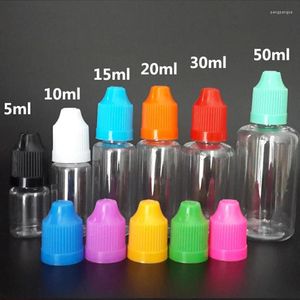 Storage Bottles 100pcs Empty E Juice Vials 3ml 5ml 10ml 15ml 20ml 30ml 50ml PET Plastic Dropper Bottle With Child Proof Caps For Nail Gel