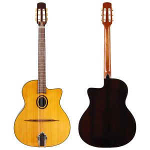 Gitarre Django 41 Zoll Akustikgitarre mit rundem Loch, Fichtenholzdecke, Gypsy Swing, 6 Saiten, Hochglanz-Finish, Folk-Gitarre Jango