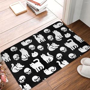 Carpets Cats And Skulls Pattern Bath Non-Slip Carpet The Special Design Of Skull Bedroom Mat Entrance Door Doormat Floor