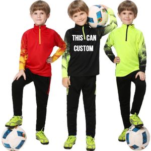 Crianças conjuntos de treino futebol personalizado menino uniforme treinamento primavera outono manga longa roupas esportivas para crianças atacado 240314