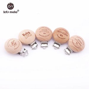 Lets Make Pacifier Clip 50pc Round trägravan Anpassningsbar Anpassa Baby Wood Dummy Clip Neutral Gift Charms Pärlor 240308