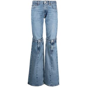 Hollow Strick Patchwork Flared Jeans Designer Mode Womens Clothing Clothing für Frauen 10a 344 892