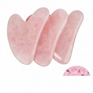 Natural Rose Jade Gouache Raschietto Face Lift Massaggiatore per viso Gua Sha Board Pelle Viso Relax Dimagrante Bellezza Occhio Collo Ascensore sottile i17V #