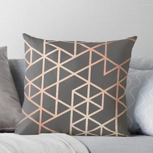 Federe per cuscini con motivo geometrico in oro rosa e grigio per divano S decorativo