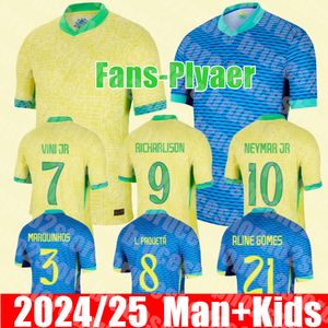 Novo 2024 2025 Brasil Home Away Jersey NEYMAR JR Brasil CASEMIRO Seleção Nacional G.JESUS P.COUTINHO Camisa de Futebol Masculino Uniforme L.PAQUETA T.SILVA PELE VINI JR