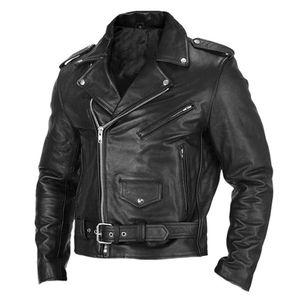 New European Motorcycle Mens Leather Coat Spring and Autumn Pu