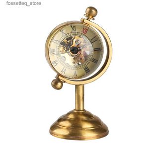 Zegarki kieszonkowe Spinning Globe Złoty biurko dla mężczyzn Kreatywne ES Dekoracja domu dla kobiet miedziana zegar ręczny ment l240322