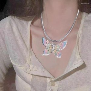Pendant Necklaces Colorful Dopamine Butterfly Oil Drop Necklace For Women Cute Insect Fashion Party Jewelry Accessories