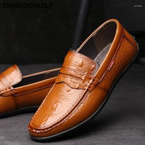 Casual Shoes Loafers Crocodile Driving Mens Fashion Sepatu Slip On Pria Chaussures Homme Luxe Soulier