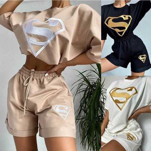 Tshirt And Shorts Set For Women T Shirt 2 Pieces Outfits Oversize T-Shirt 10A -