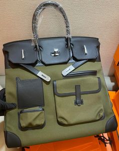 40cm Man Totes marka çanta lüks çanta tamamen el yapımı kaliteli tasarım çanta hızlı deri ve tuval koyu lacivert kahverengi gri renkler hızlı teslimat