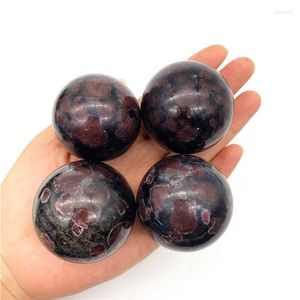 Decorative Figurines Beautiful 1PC Natural Garnet And Astrophylite Flash Sphere Crystal Ball Quartz Healing Crystals