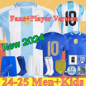 Argentina Camisa de futebol 2024 Copa América Copa Camiseta Kids Kit 2025 Nacional 24/25 Home Away Camisa de futebol feminina Jogador DI MARIA LAUTARO MARTINEZ Plus Size PAUL
