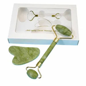 Natural Jade Ste Gouache Scraper Face Roller Gua Sha Massager för ansiktskroppsmassage Set Anti-Wrinkle Beauty Relaxati Tool N3YM#