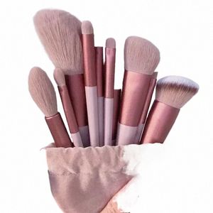 Conjunto de pincéis de maquiagem para mulheres, 13 peças, sombra para os olhos, pincel cosmético para sombra, blush, bolsa de ferramentas de maquiagem macia t280 #