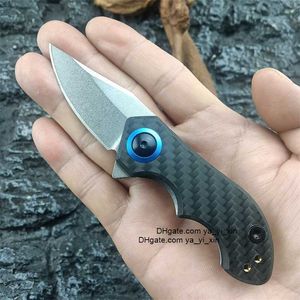 0022 Mini ZT Folding Knife Portable Camping Pocket Knife CPM-20CV Blad CNC Carbon Fiber Handle Outdoor Defense Hunting Tools 0808 0562 BM 535 533