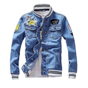 Mens denimjacka Spring Casual Slim Fit Stand Coll Pilot Pilot Zipper Jackets Male Streetwear Men Loose Jean Fashion Coats 240309