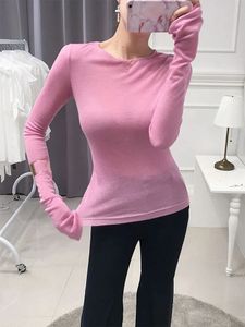 Sexy Shirt Women T-Shirt Long Sleeve Korean Style Slim Basic Elasticity Tshirt Top Womens Clothing T Shirt Femme 240313