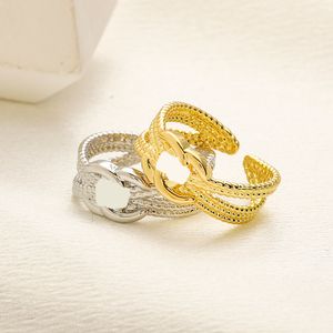 20 styleレトロブランドデザイナー18kゴールドメッキレターリングクリスタルラインストーンシルバーラブリング女性婚約指輪