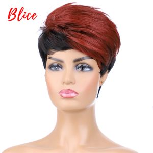Parrucche blice blice miscuglio di capelli sintetici parrucche corta ondulata per donne nere spedizioni gratuite resistenti al calore kanekalon parrucca 1b/bug